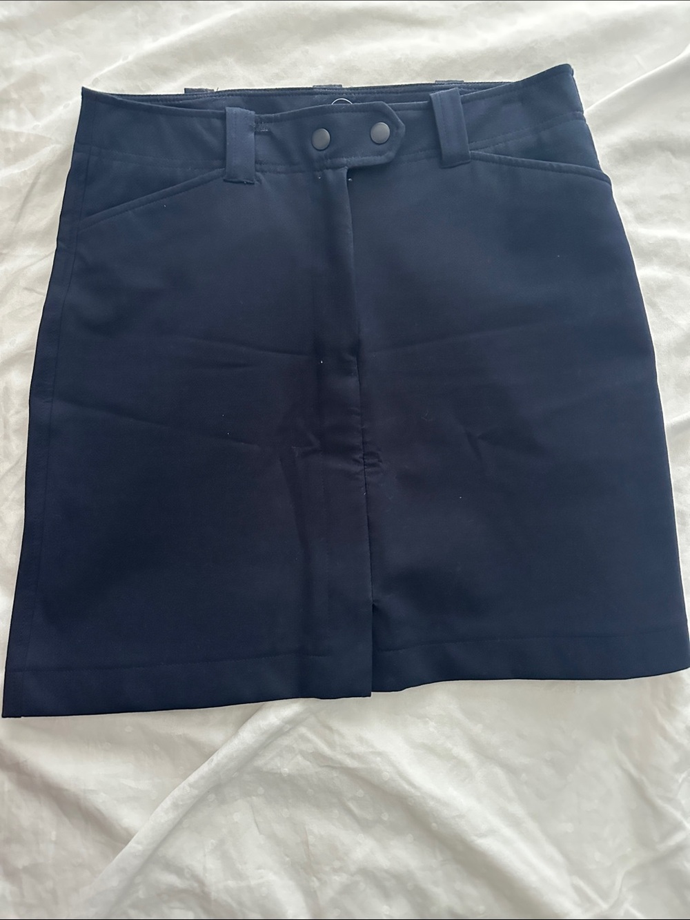 LOFT Navy High-Rise Skort with Button-Tab Waist
